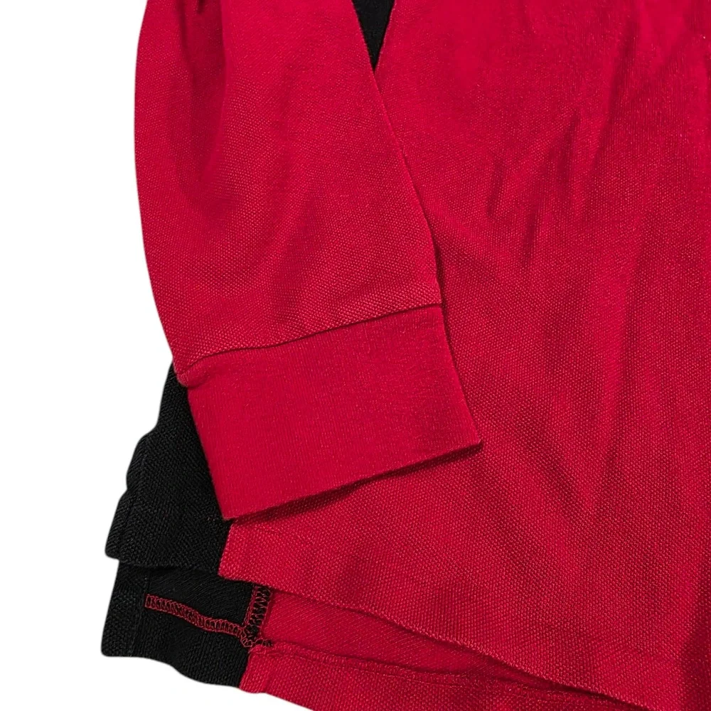 Polo By Ralph Lauren Polo Top Red Black L Long Sleeve Colorblock Pony‎ Pullover
